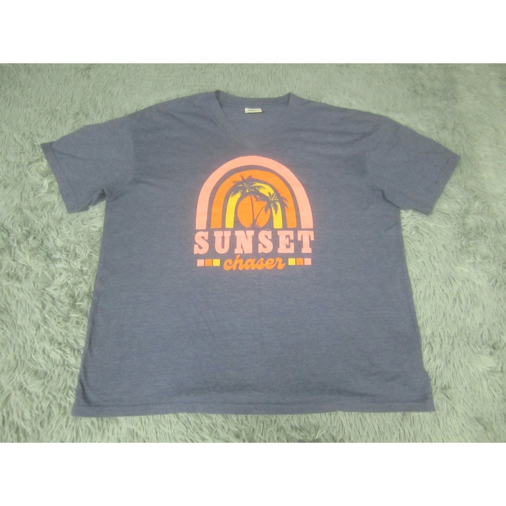 Sunset Chaser Shirt Womens XL Blue Short Sleeve‎ V-Neck Jadelynn Brooke